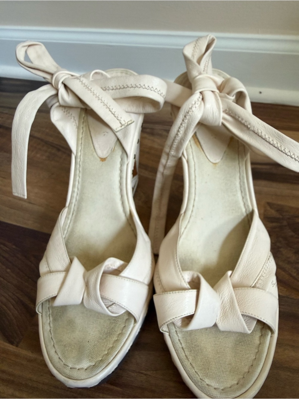 Fendi Cream Ankle-Tie Espadrille Sandals